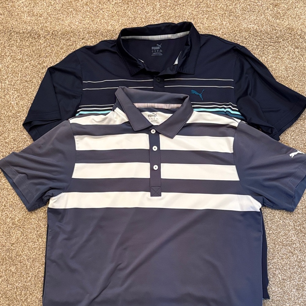 Puma Men's Blue and White Golf Shirt Set